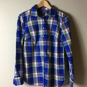 Talbot's Long Sleeve Button Down Plaid Shirt